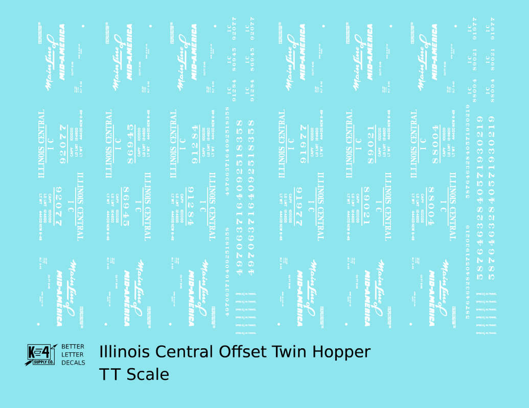 Illinois Central Offset Twin Hopper White Mainline Of Mid-America