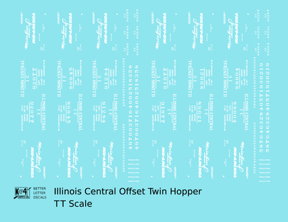 Illinois Central Offset Twin Hopper White Mainline Of Mid-America