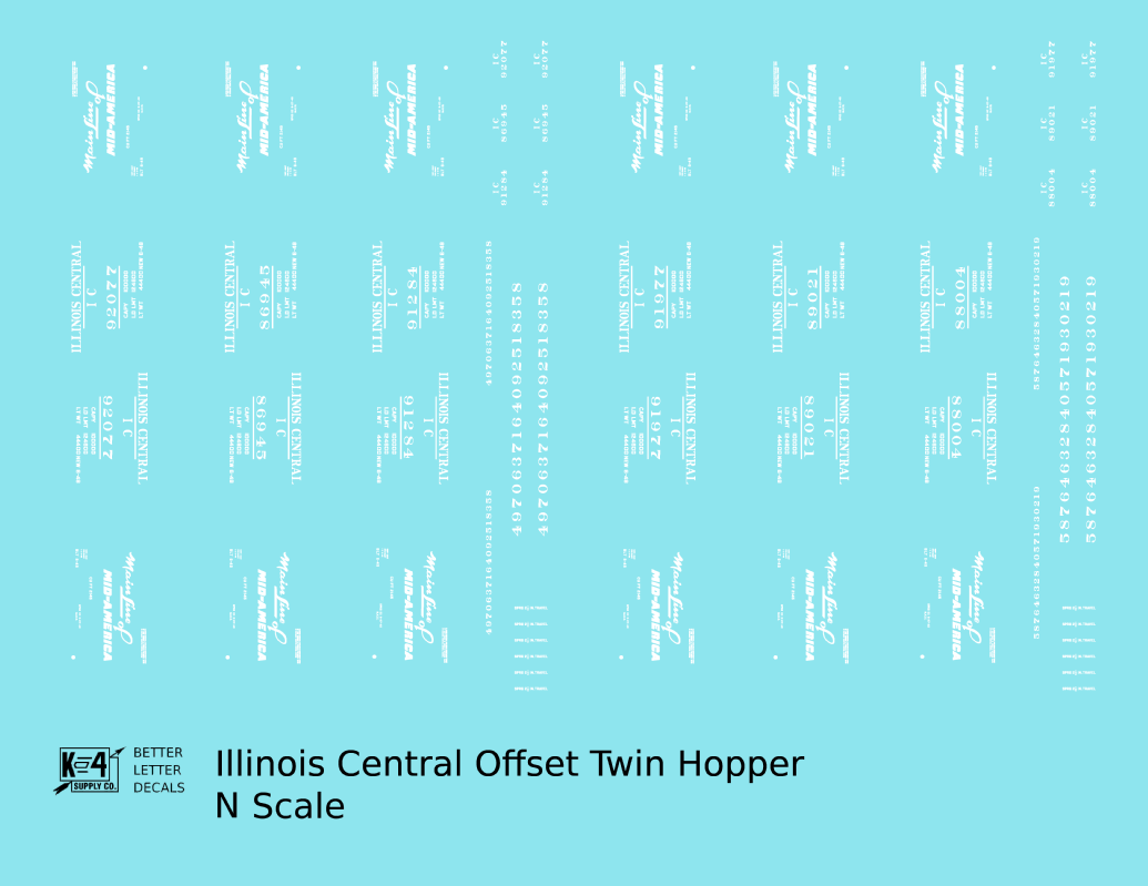 Illinois Central Offset Twin Hopper White Mainline Of Mid-America