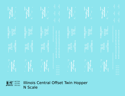 Illinois Central Offset Twin Hopper White Mainline Of Mid-America