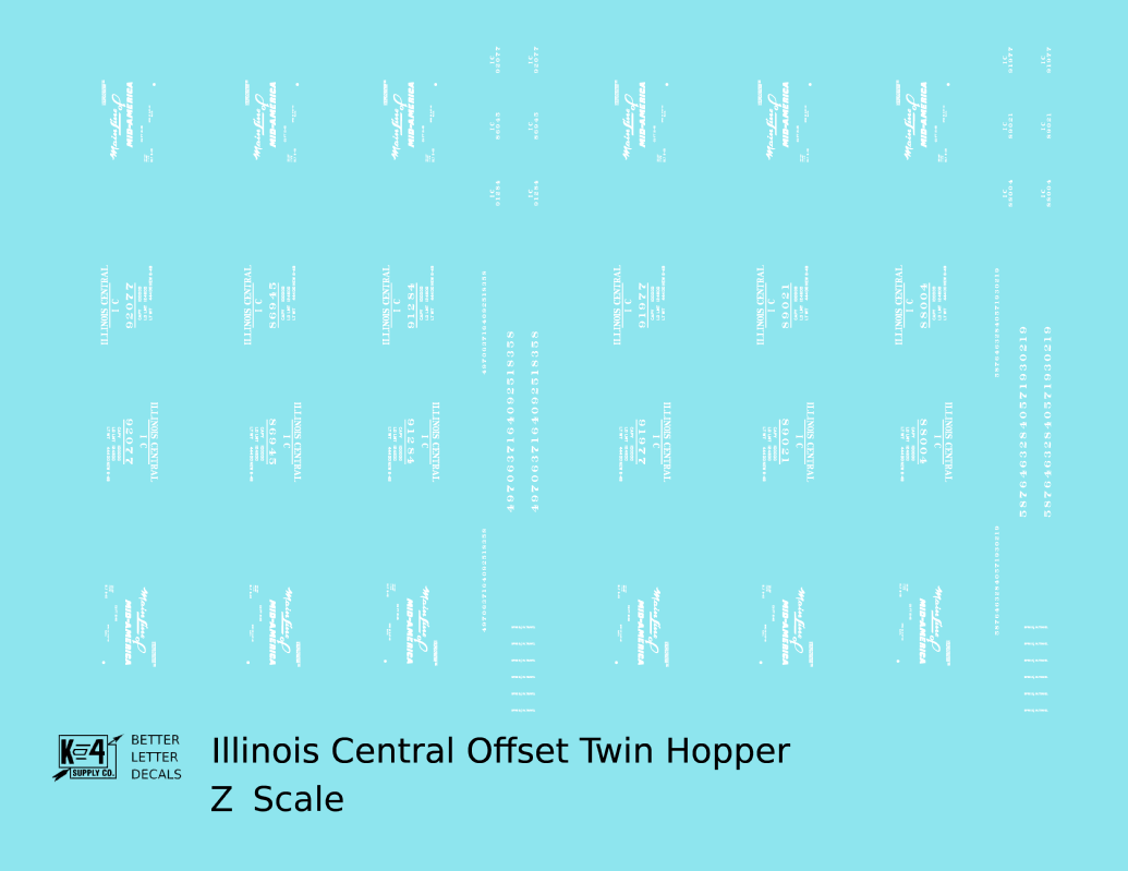 Illinois Central Offset Twin Hopper White Mainline Of Mid-America