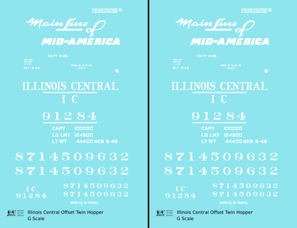 Illinois Central Offset Twin Hopper White Mainline Of Mid-America