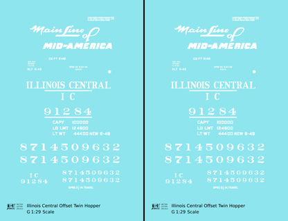 Illinois Central Offset Twin Hopper White Mainline Of Mid-America