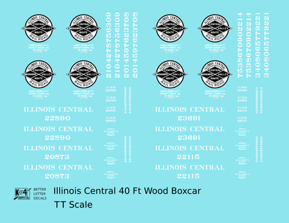 Illinois Central 40 Ft Wood Boxcar White