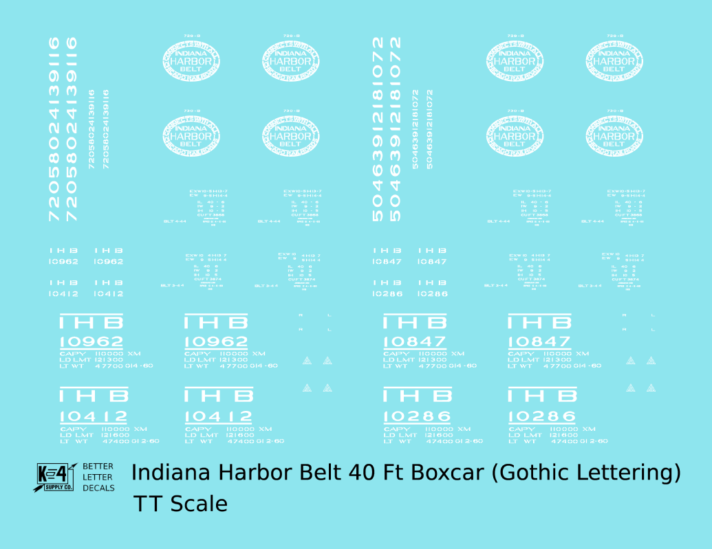 Indiana Harbor Belt 40 Ft Boxcar White Gothic Lettering