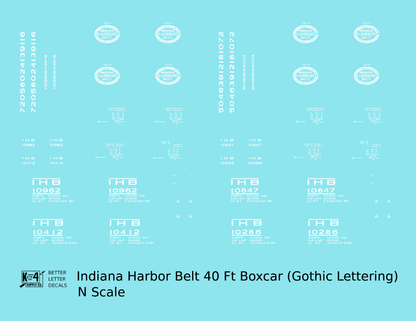 Indiana Harbor Belt 40 Ft Boxcar White Gothic Lettering