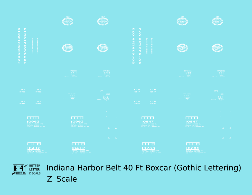 Indiana Harbor Belt 40 Ft Boxcar White Gothic Lettering