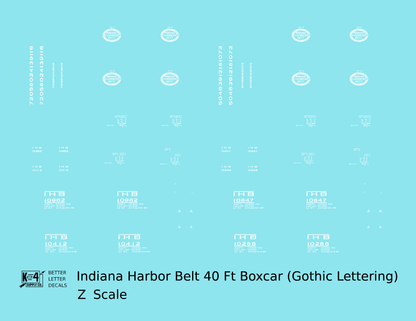Indiana Harbor Belt 40 Ft Boxcar White Gothic Lettering