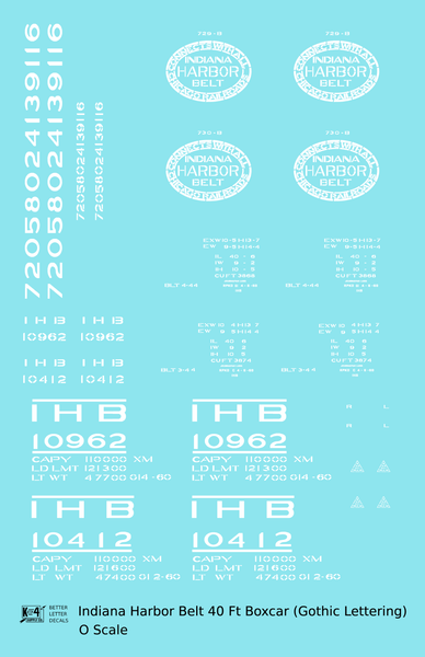 Indiana Harbor Belt 40 Ft Boxcar White Gothic Lettering