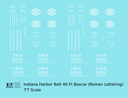 Indiana Harbor Belt 40 Ft Boxcar White Roman Lettering