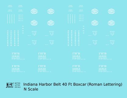Indiana Harbor Belt 40 Ft Boxcar White Roman Lettering