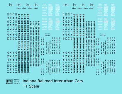 Indiana Railroad Interurban Trolley Car Black and Silver  - Decal - Choose Scale