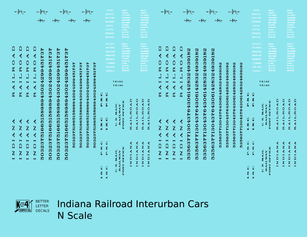 Indiana Railroad Interurban Trolley Car Black and Silver  - Decal - Choose Scale