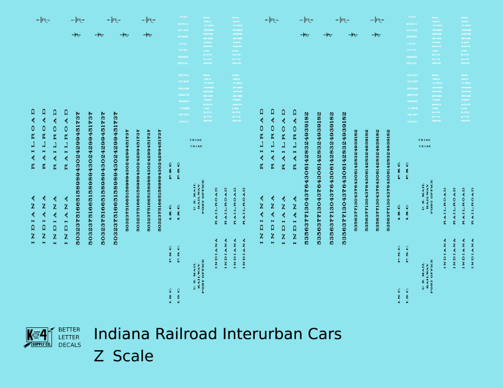 Indiana Railroad Interurban Trolley Car Black and Silver  - Decal - Choose Scale