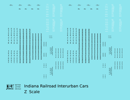 Indiana Railroad Interurban Trolley Car Black and Silver  - Decal - Choose Scale