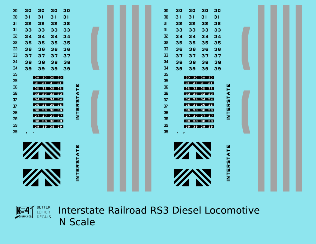 Interstate Railroad Diesel Locomotive Black and Gray
