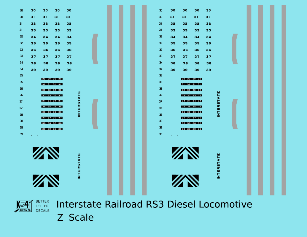 Interstate Railroad Diesel Locomotive Black and Gray