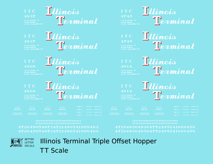 Illinois Terminal Offset Triple Hopper White and Red