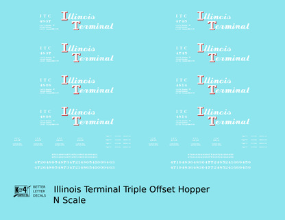 Illinois Terminal Offset Triple Hopper White and Red