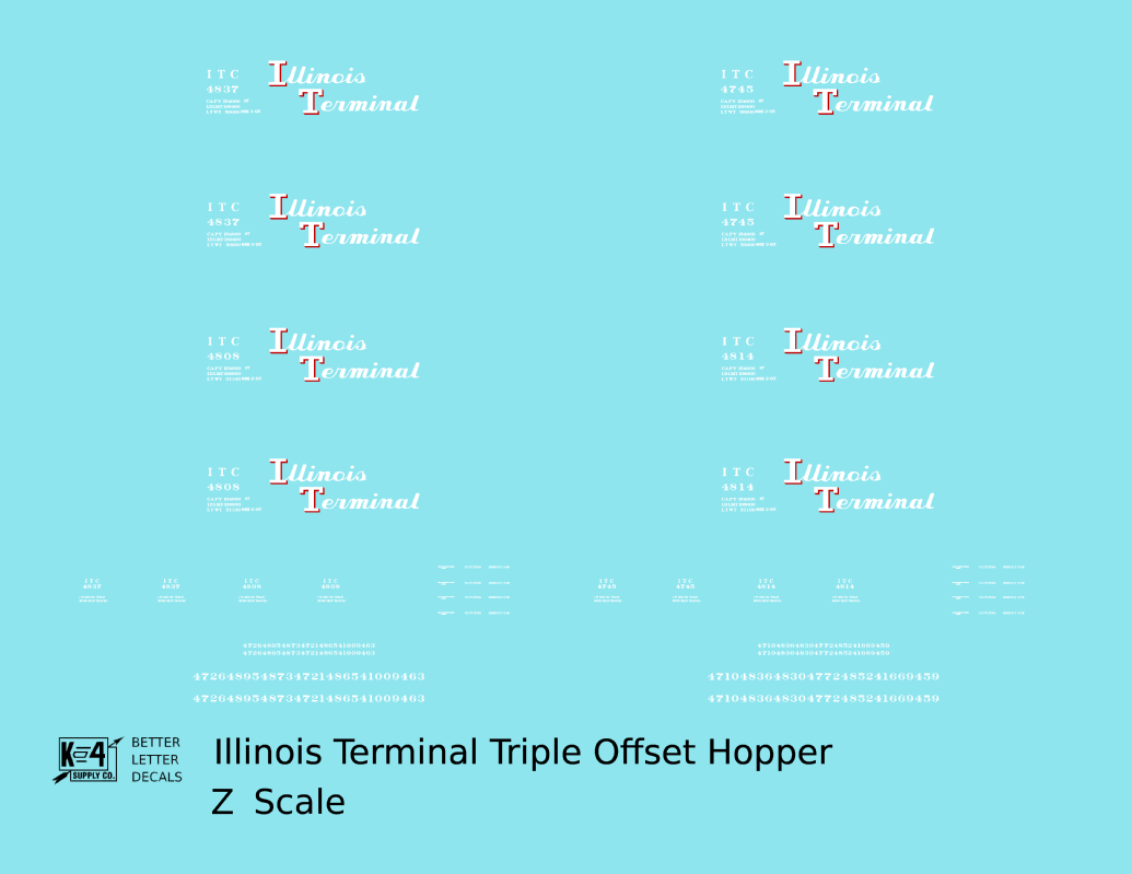 Illinois Terminal Offset Triple Hopper White and Red