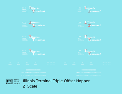 Illinois Terminal Offset Triple Hopper White and Red
