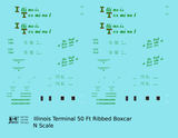 Illinois Terminal 50 Ft Ribbed Boxcar Red and Green