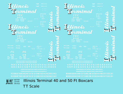 Illinois Terminal 40 and 50 Ft Boxcar White and Black
