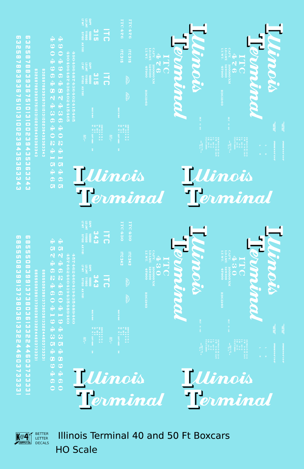 Illinois Terminal 40 and 50 Ft Boxcar White and Black