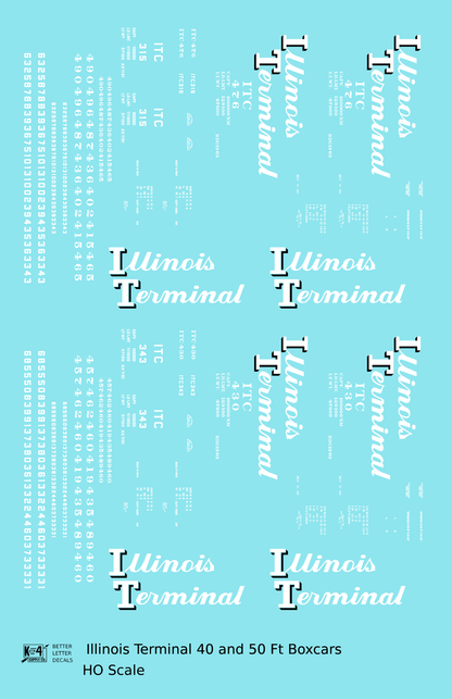 Illinois Terminal 40 and 50 Ft Boxcar White and Black