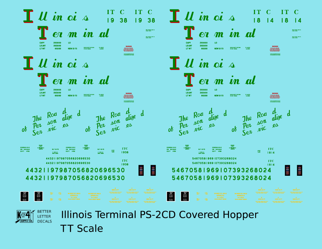 Illinois Terminal PS2-CD Covered Hopper Red and Green