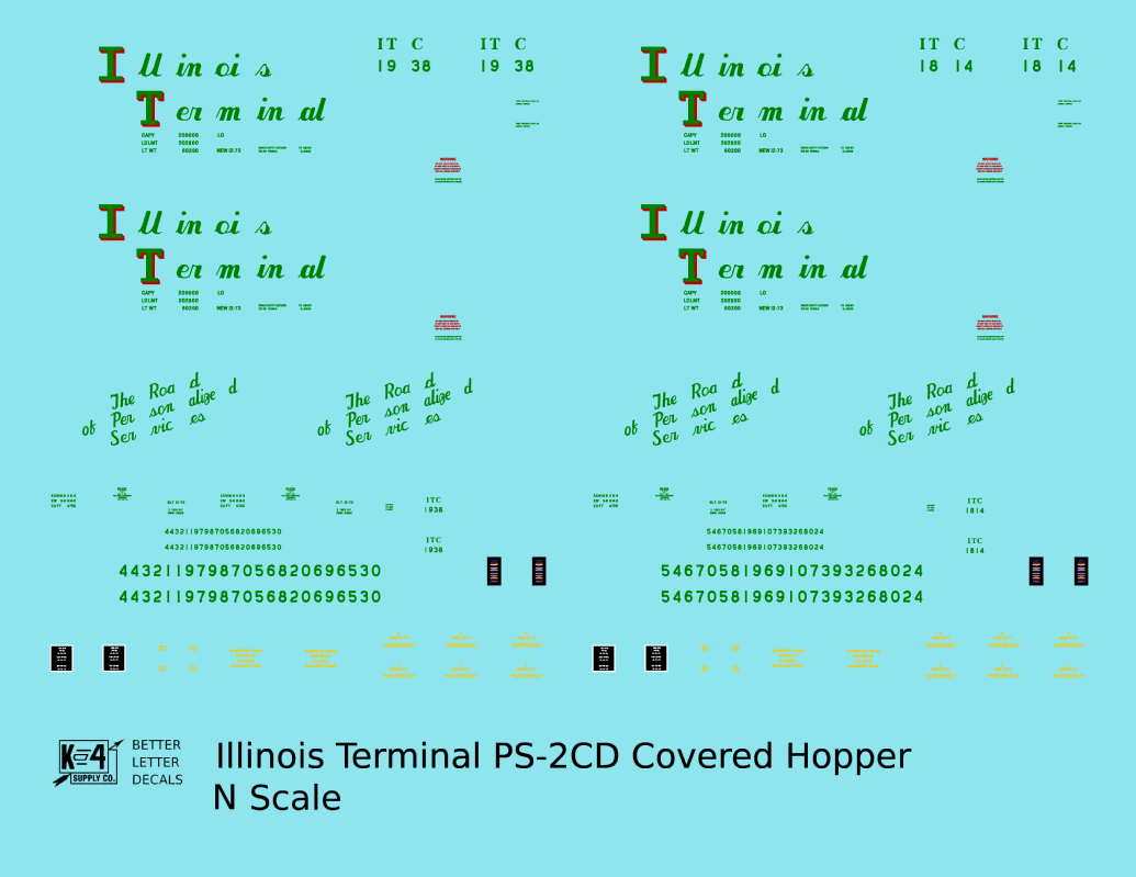 Illinois Terminal PS2-CD Covered Hopper Red and Green