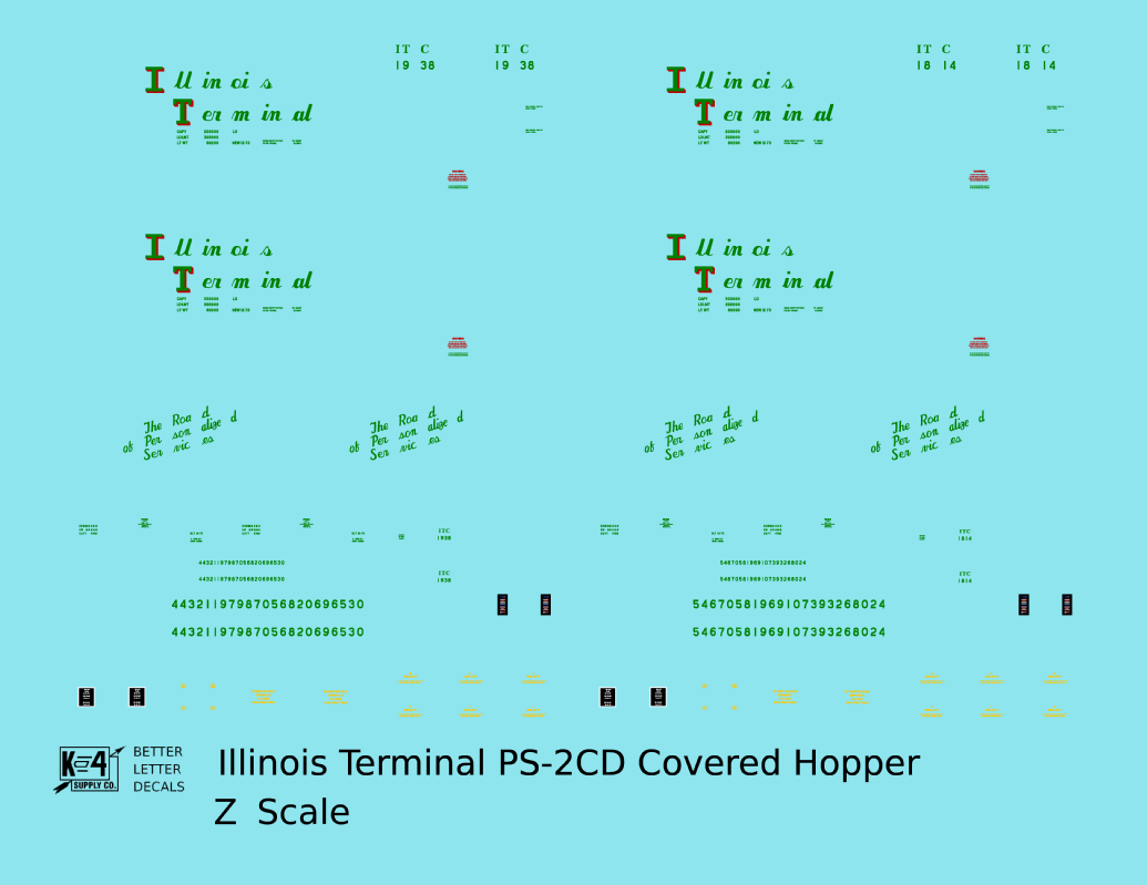 Illinois Terminal PS2-CD Covered Hopper Red and Green