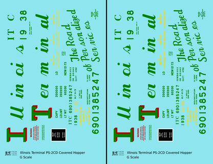 Illinois Terminal PS2-CD Covered Hopper Red and Green