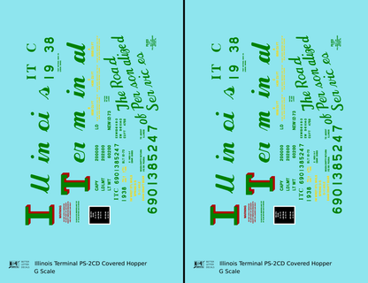 Illinois Terminal PS2-CD Covered Hopper Red and Green