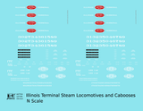 Illinois Terminal Steam Locomotive White and Red  - Decal - Choose Scale