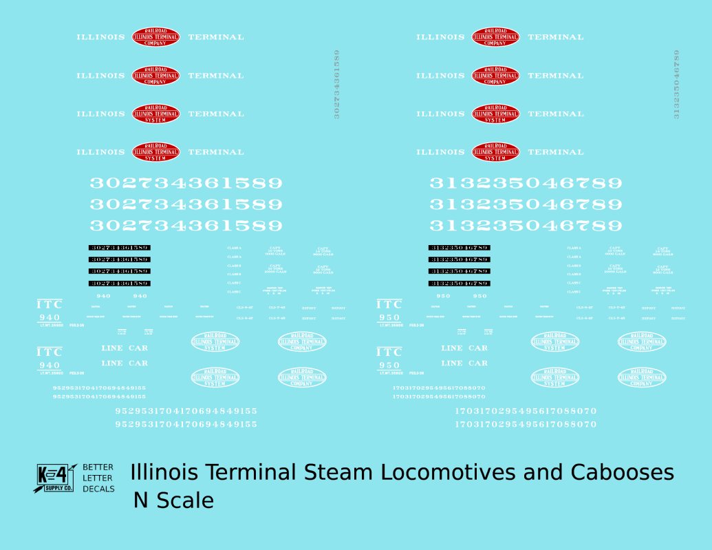 Illinois Terminal Steam Locomotive White and Red