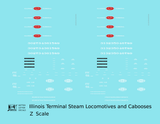 Illinois Terminal Steam Locomotive White and Red  - Decal - Choose Scale