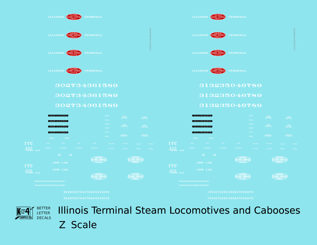 Illinois Terminal Steam Locomotive White and Red