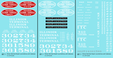 Illinois Terminal Steam Locomotive White and Red  - Decal - Choose Scale