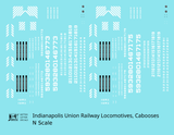 Indianapolis Union Railway Locomotives and Cabooses White  - Decal - Choose Scale