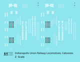 Indianapolis Union Railway Locomotives and Cabooses White  - Decal - Choose Scale