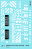 Indianapolis Union Railway Locomotives and Cabooses White  - Decal - Choose Scale