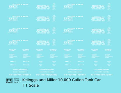 Kelloggs and Miller Linseed Oil Tank Car White Amsterdam, NY