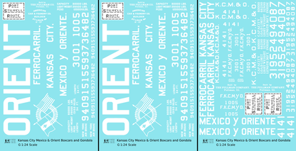 Kansas City, Mexico and Orient Boxcars and Gondola White KCMO - Decal - Choose Scale