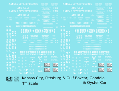 Kansas City, Pittsburg and Gulf Boxcar, Gondola and Oyster Car White KCS