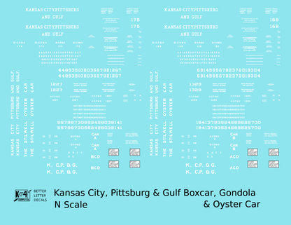 Kansas City, Pittsburg and Gulf Boxcar, Gondola and Oyster Car White KCS