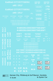Kansas City, Pittsburg and Gulf Boxcar, Gondola and Oyster Car White KCS - Decal - Choose Scale