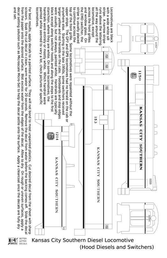 Kansas City Southern Hood Diesel Or Switcher White Black Scheme