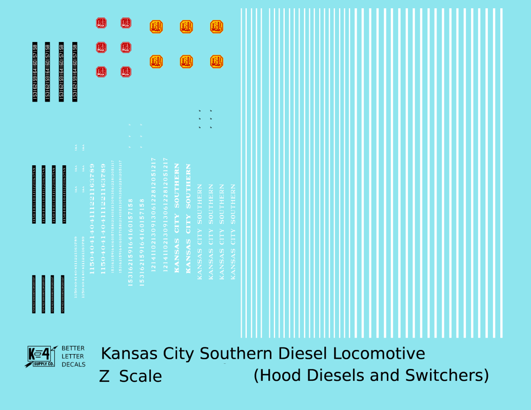 Kansas City Southern Hood Diesel Or Switcher White Black Scheme