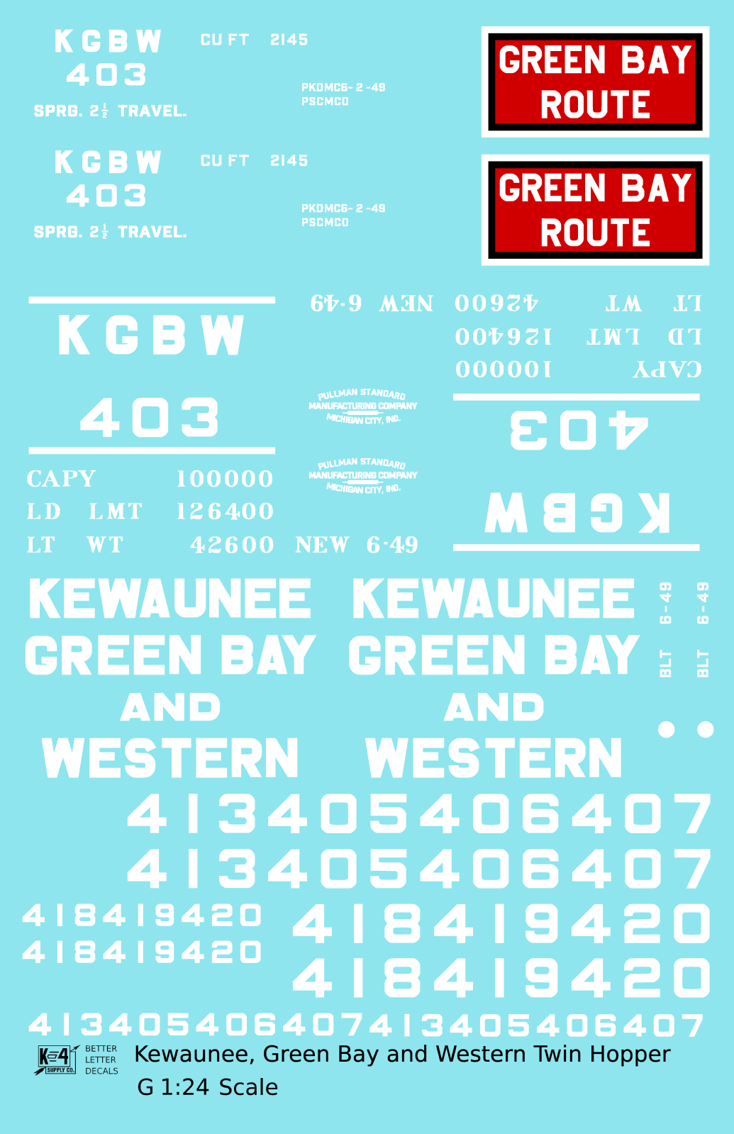Kewaunee Green Bay and Western Offset Hopper White and Red